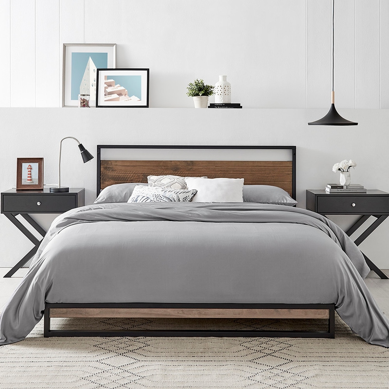 Grey platform deals bed king