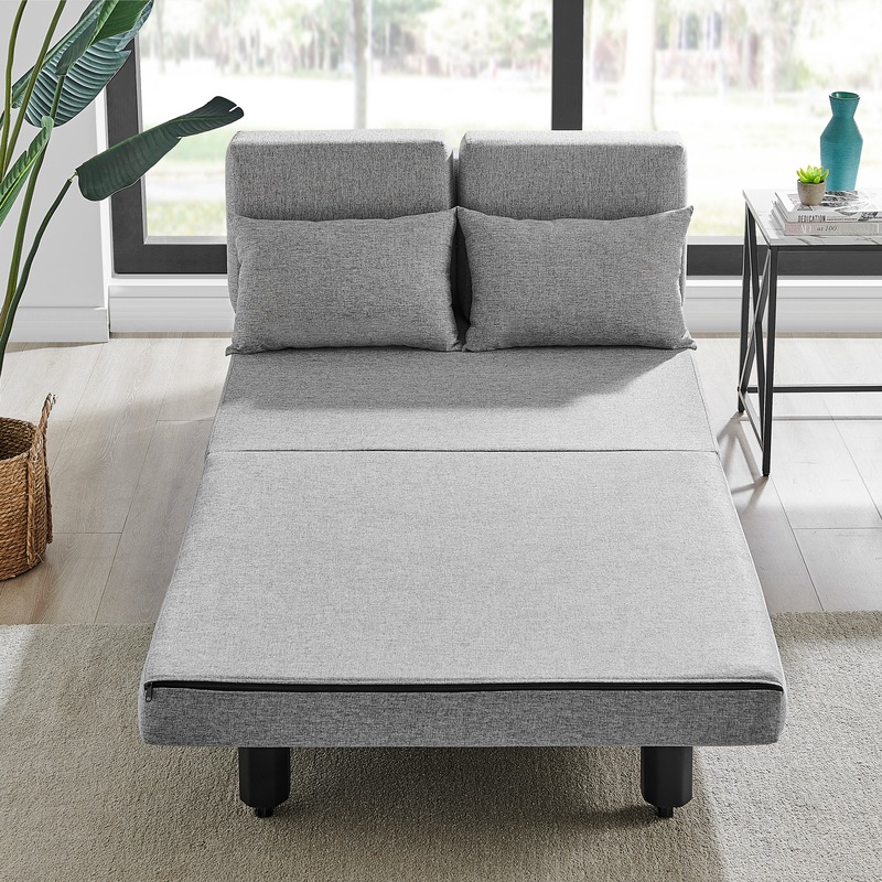Buy DukeLiving Brandon Upholstered Extendable 2 Seater Sofa Bed (Grey) MyDeal