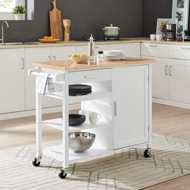 Dukeliving Bronte Kitchen Island, Kitchen Island Trolley With Seating