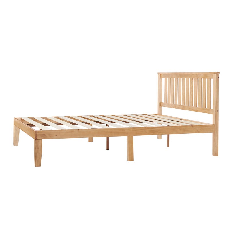 Buy DukeLiving Bronte Solid Wood Platform Bed With Headboard Natural ...