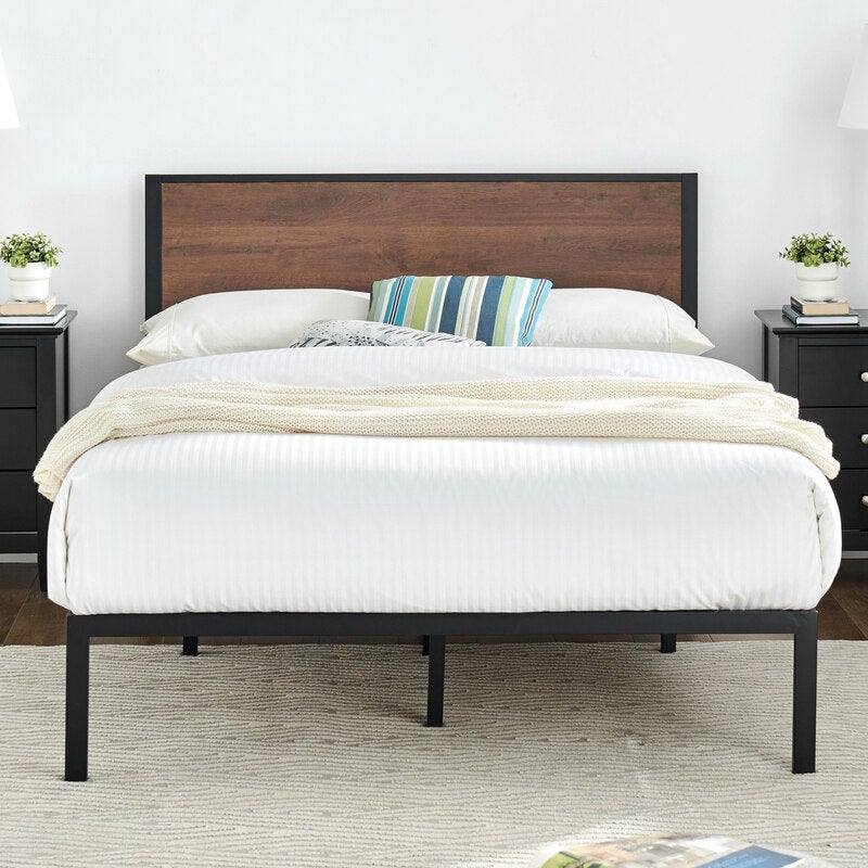 Buy DukeLiving Carter Industrial Platform Bed Frame with Headboard ...