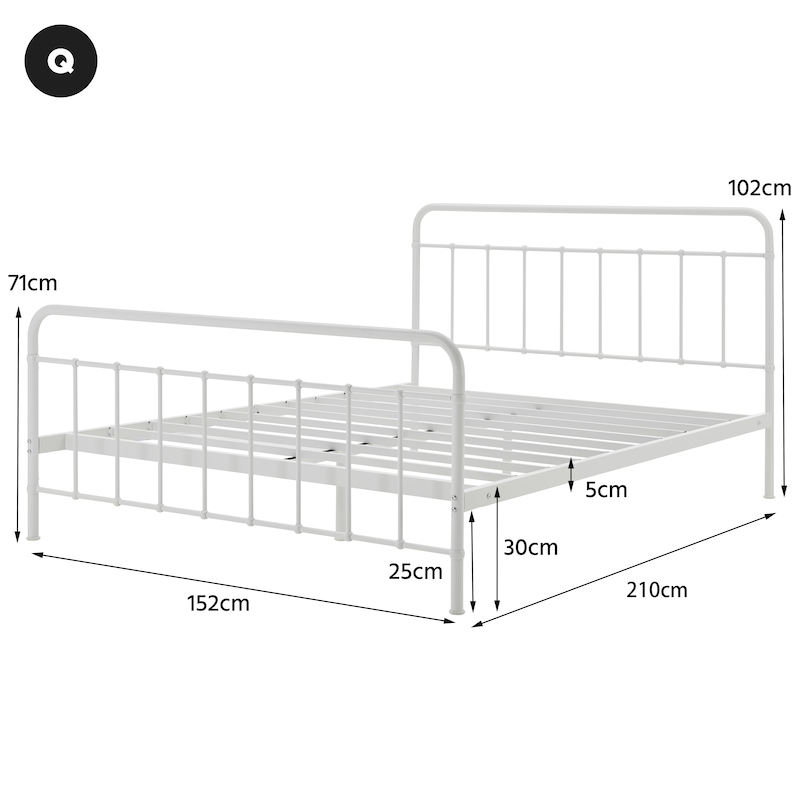 DukeLiving Charlie Metal Bed Frame White (Double, Queen) - MyDeal's ...