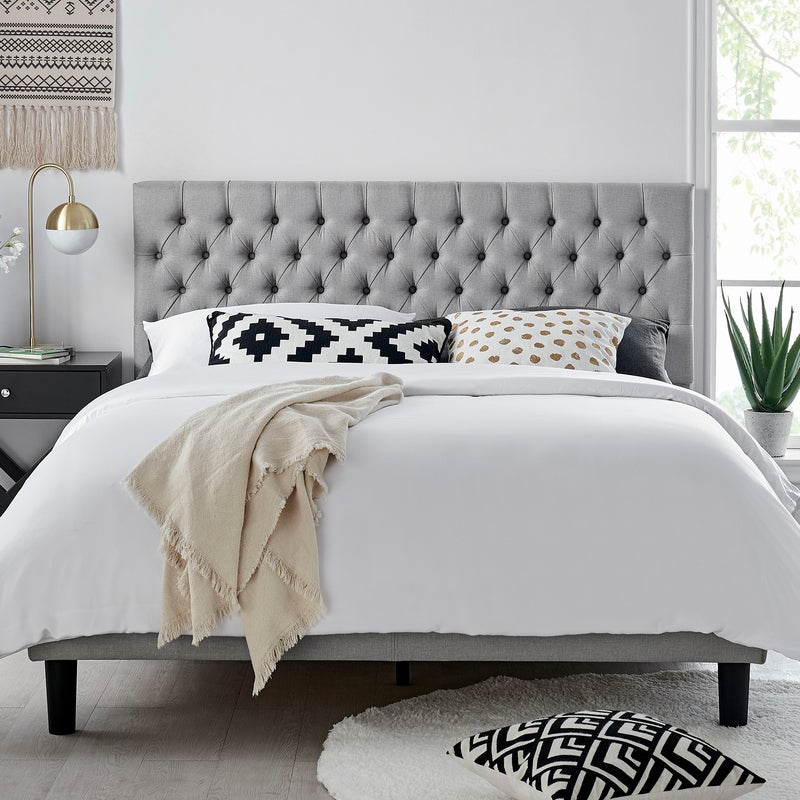 Dukeliving Chelsea Upholstered Grand Button Tufted Platform Bed Grey Queen King Buy King Size Bed Frame 3088192