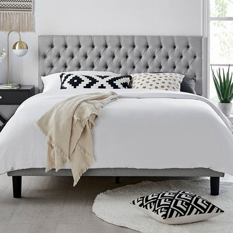 DukeLiving Chelsea Upholstered Grand Chesterfield Button Tufted Platform Bed Grey (Queen, King)