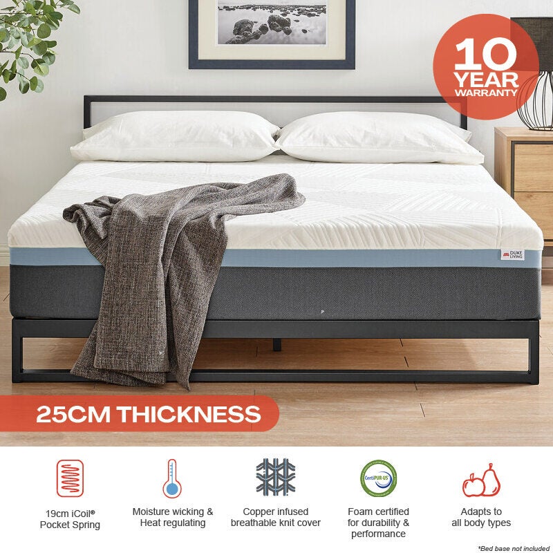 Cooling copper adaptive clearance hybrid queen mattress