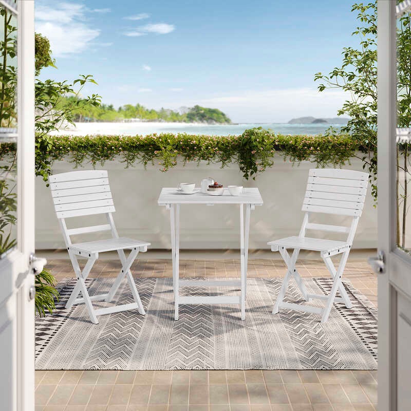 DukeLiving Shoreham 3 Piece Folding Outdoor Furniture Acacia Bistro