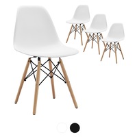 DukeLiving Eames Replica DSW Side Chairs Set of 4 (White, Black)