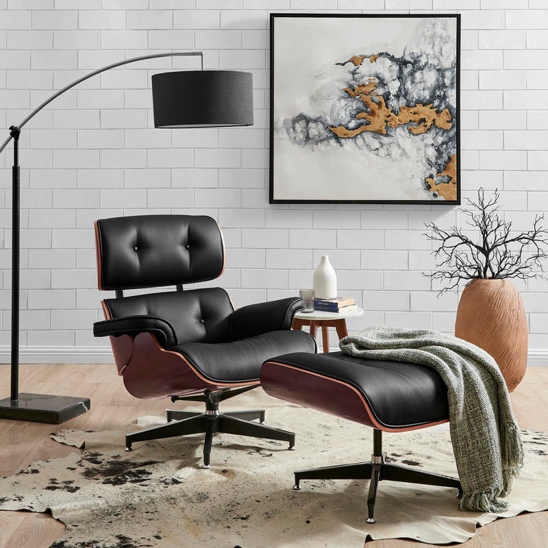 DukeLiving Eames Replica Lounge Chair and Ottoman - Classic PU | Buy