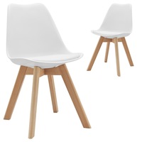 DukeLiving Eames Style Beech & Faux Leather Dining Chairs Natural (Set of 2)