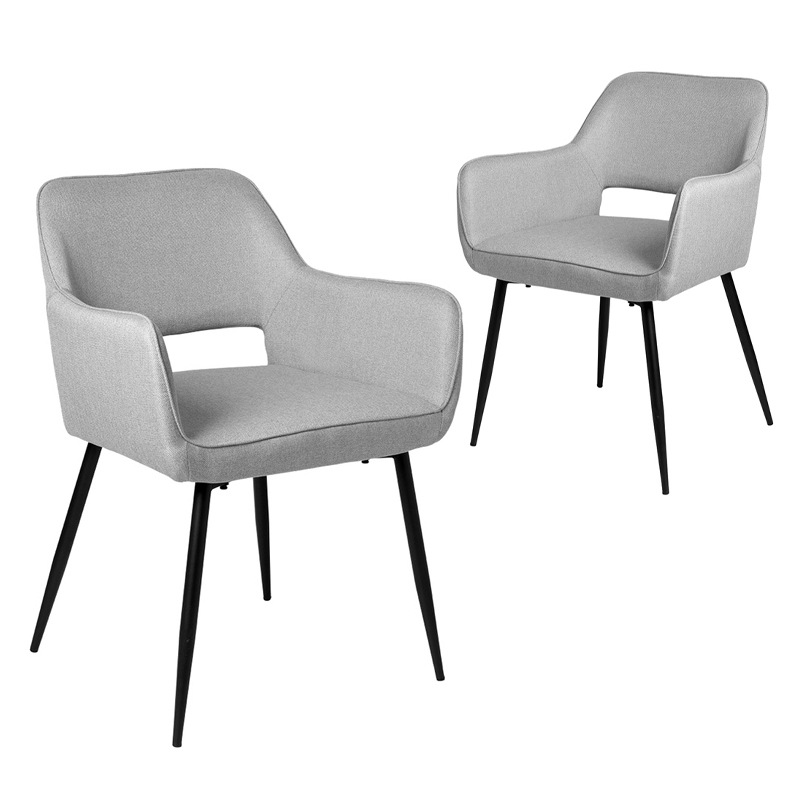 DukeLiving Elwood Upholstered Dining Chairs Silver Grey (Set of 2