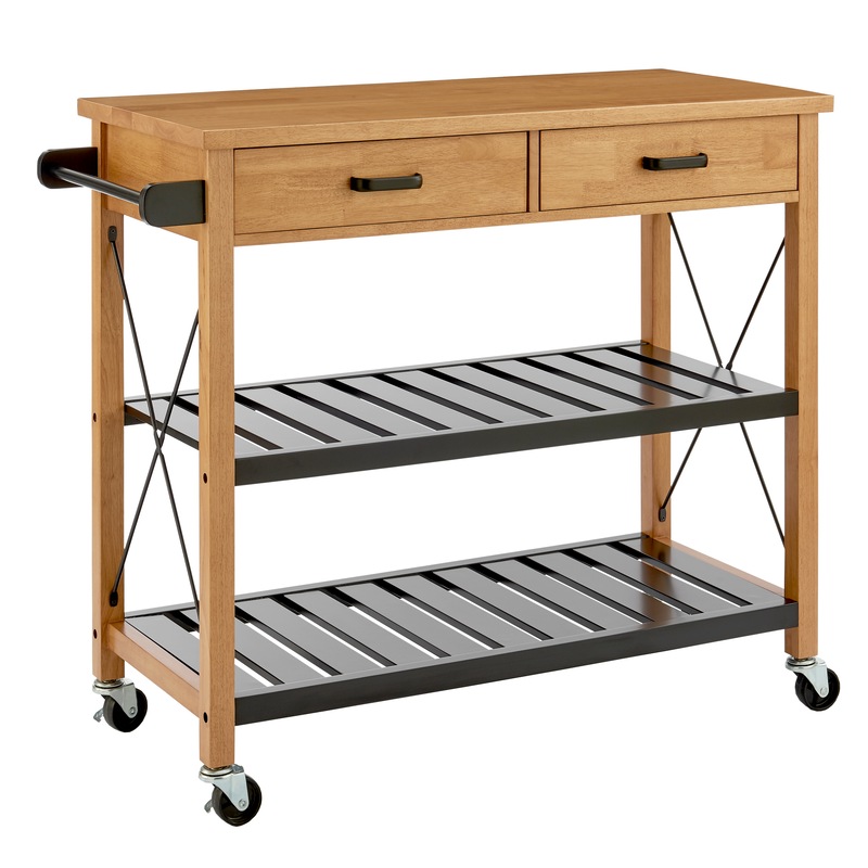 DukeLiving Elwood Wooden Kitchen Island Trolley (Natural) Show Home Sales