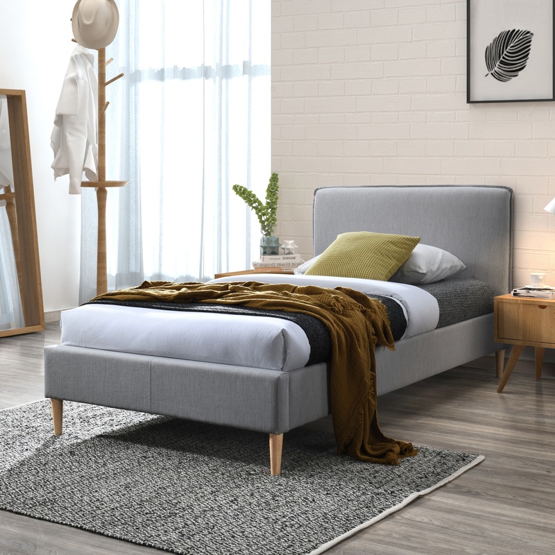 Buy DukeLiving Emilia Upholstered Bed Frame Light Grey (King Single