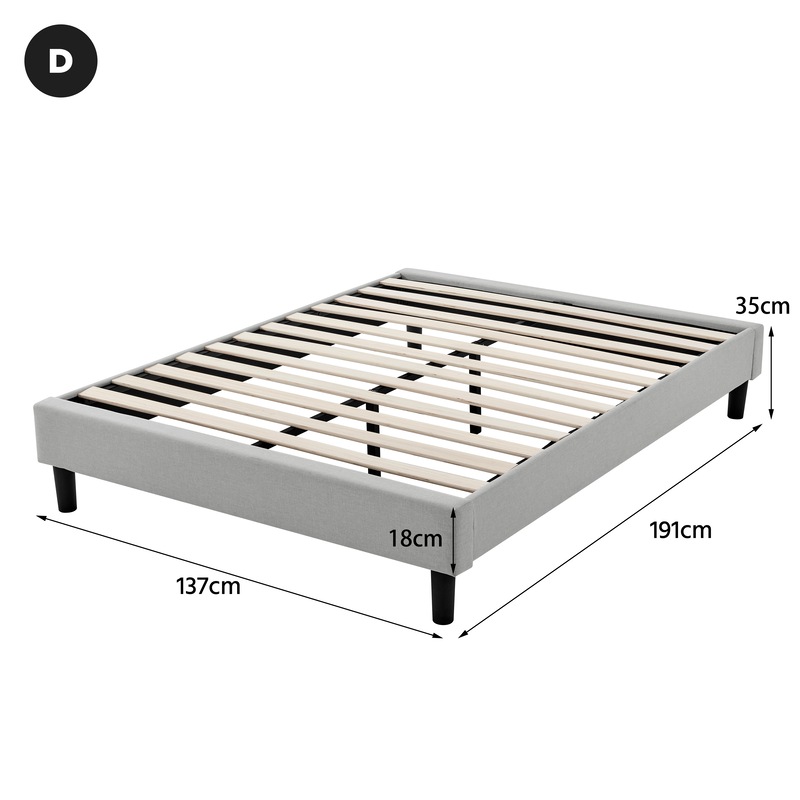 Buy DukeLiving Essentials Upholstered Platform Bed Base Light Grey