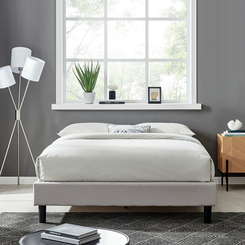 Buy DukeLiving Essentials Upholstered Platform Bed Base Light Grey