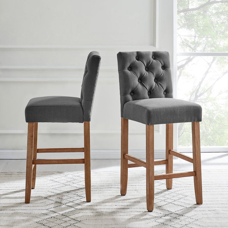 grey tufted barstools