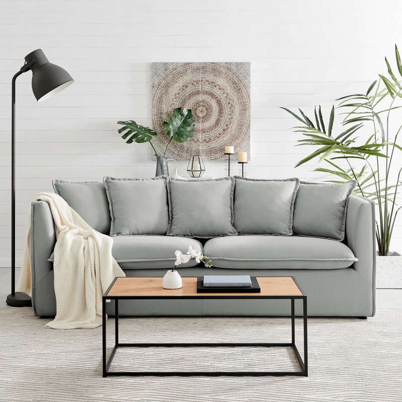 Buy DukeLiving Hamptons Coastal 3 Seater Sofa (Charcoal) MyDeal