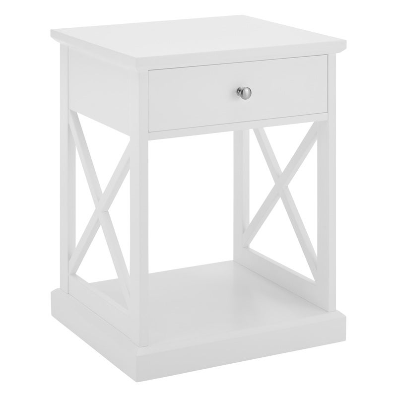 DukeLiving Hamptons Coastal Cross Bedside Table (White)