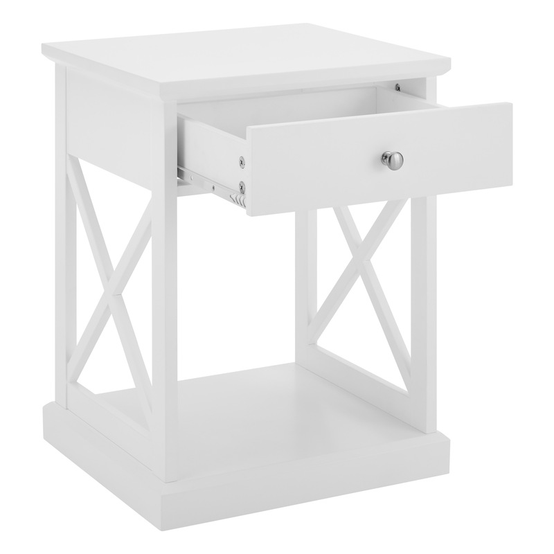 Buy DukeLiving Hamptons Coastal Cross Bedside Table White (Set of 2) MyDeal