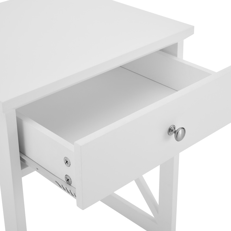 Buy DukeLiving Hamptons Coastal Cross Bedside Table (White) MyDeal