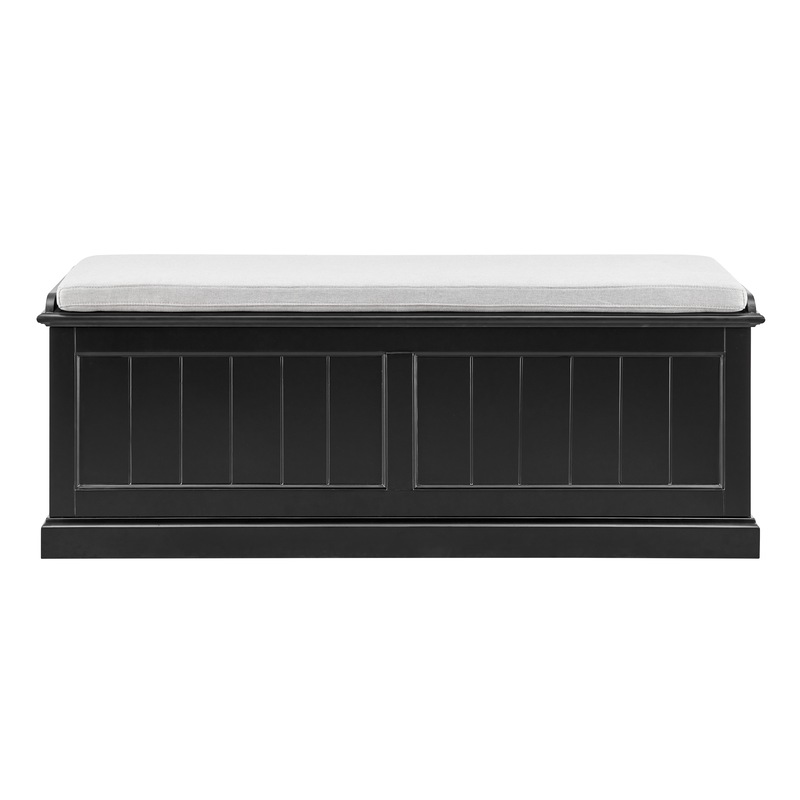 Buy DukeLiving Hamptons Cushioned Storage Bench (Black) MyDeal