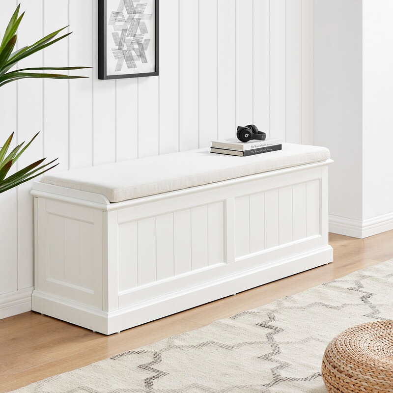 Battle upholstered deals storage bench