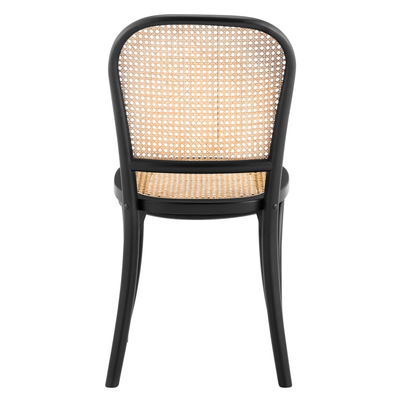 Buy DukeLiving Harlo Beech & Rattan Dining Chairs Black (Set of 2) MyDeal