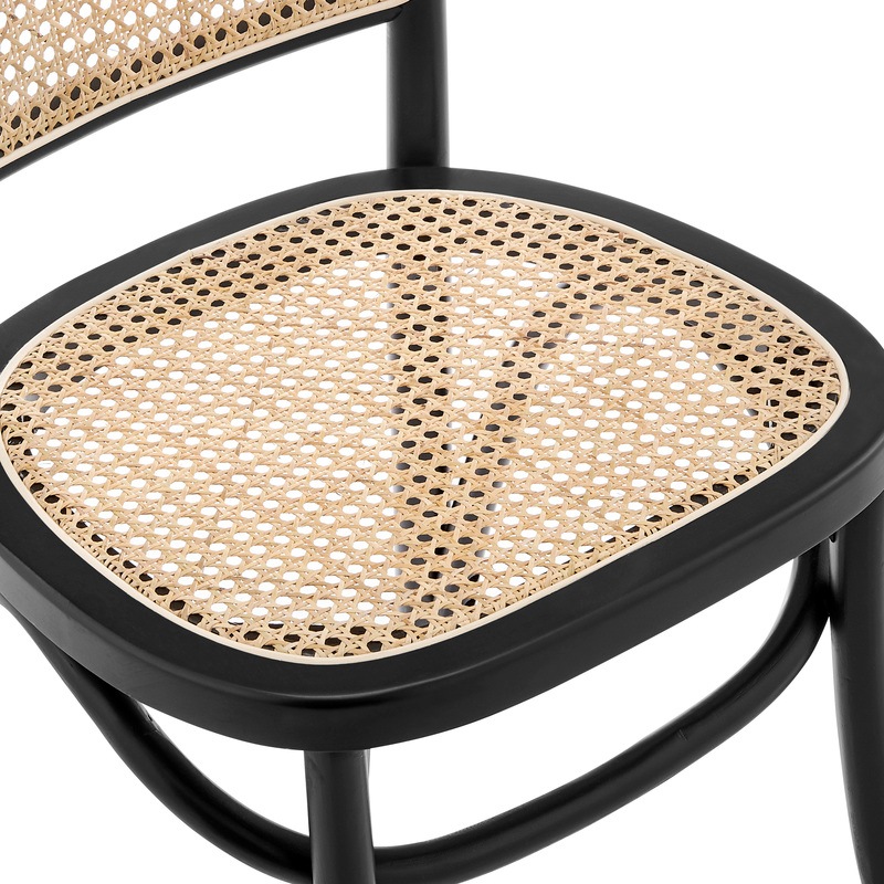 Buy DukeLiving Harlo Beech & Rattan Dining Chairs Black (Set of 2) MyDeal