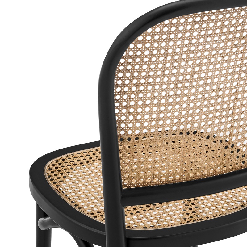 Buy DukeLiving Harlo Beech & Rattan Dining Chairs Black (Set of 2) MyDeal