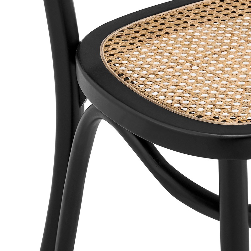 Buy DukeLiving Harlo Beech & Rattan Dining Chairs Black (Set of 2) MyDeal