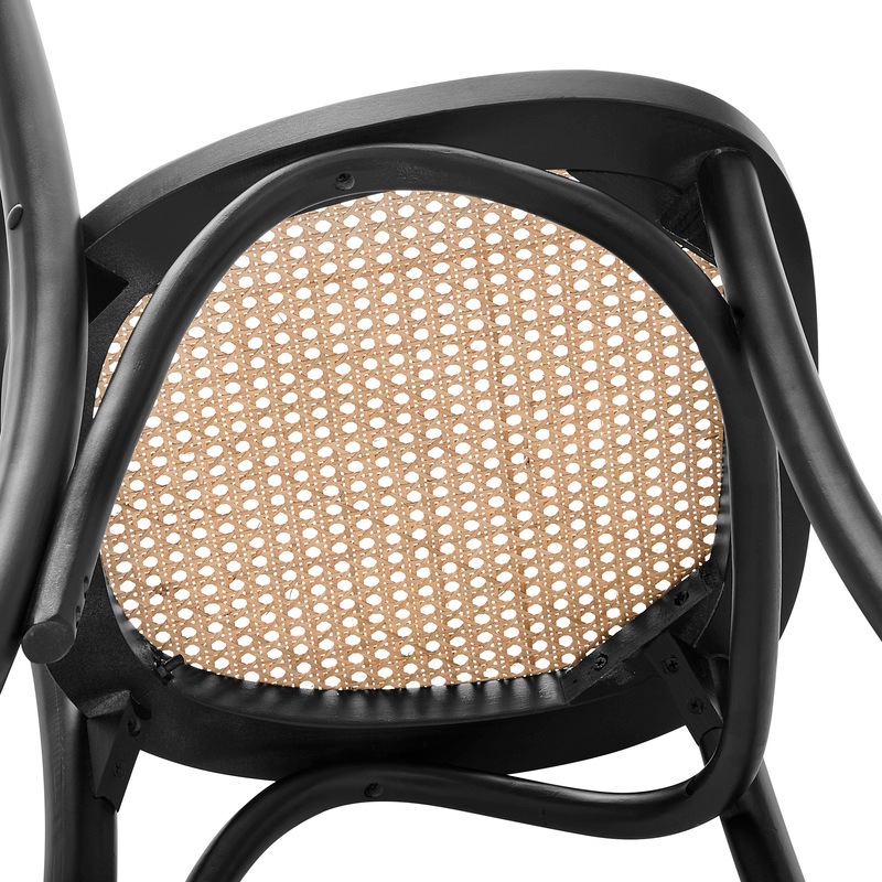 Buy DukeLiving Harlo Beech & Rattan Dining Chairs Black (Set of 2) MyDeal