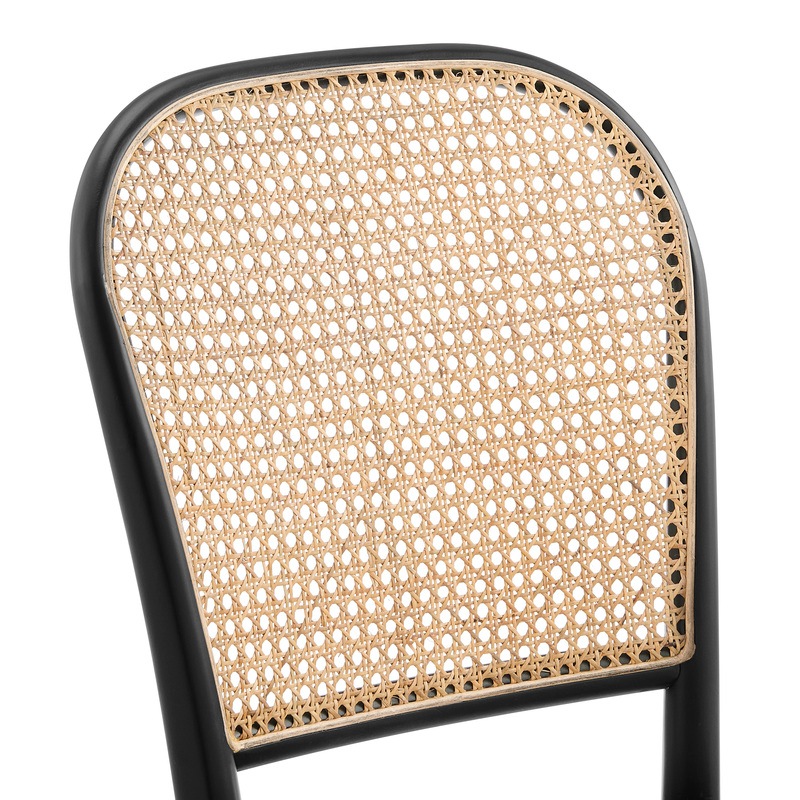 Buy DukeLiving Harlo Beech & Rattan Dining Chairs Black (Set of 2) MyDeal