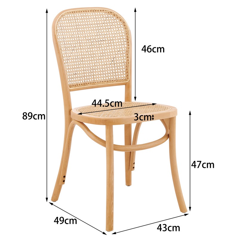 Buy DukeLiving Harlo Beech & Rattan Dining Chairs Natural (Set of 2) MyDeal