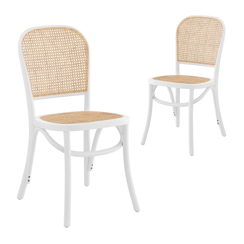 dukeliving harlo beech rattan dining chairs white set of 2 buy dining chairs sets of 2 2965367