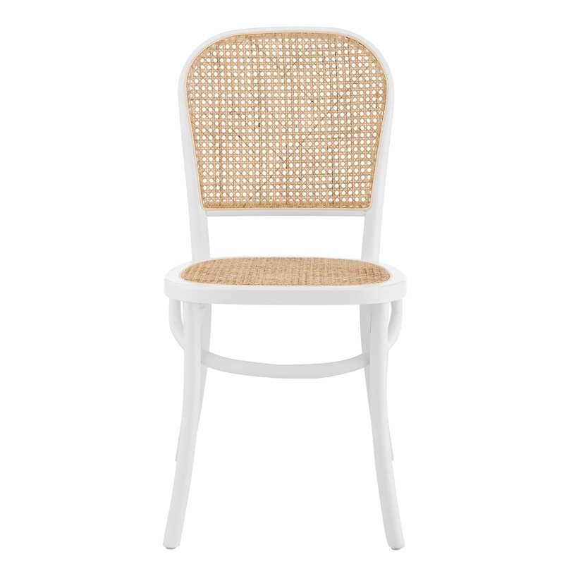Buy DukeLiving Harlo Beech & Rattan Dining Chairs White (Set of 2) MyDeal