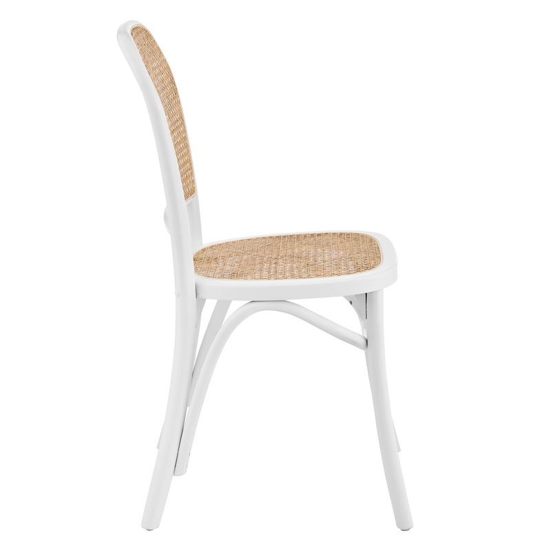 Buy DukeLiving Harlo Beech & Rattan Dining Chairs White (Set of 2) MyDeal