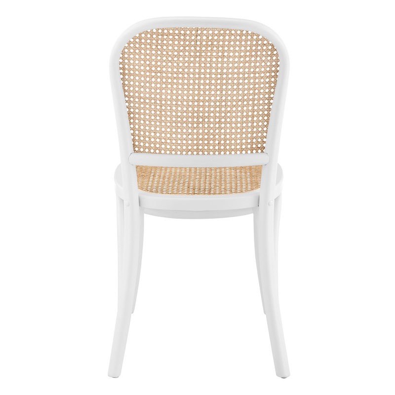 Buy DukeLiving Harlo Beech & Rattan Dining Chairs White (Set of 2) MyDeal