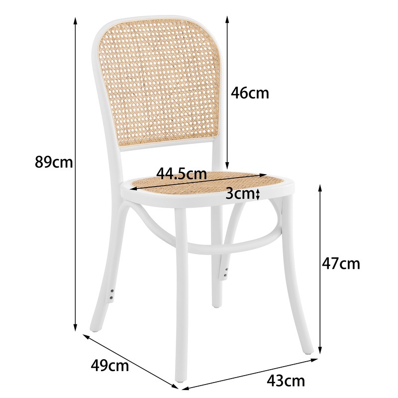 Buy DukeLiving Harlo Beech & Rattan Dining Chairs White (Set of 2) MyDeal