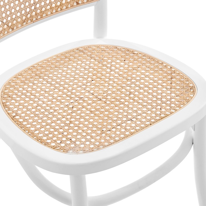 Buy DukeLiving Harlo Beech & Rattan Dining Chairs White (Set of 2) MyDeal