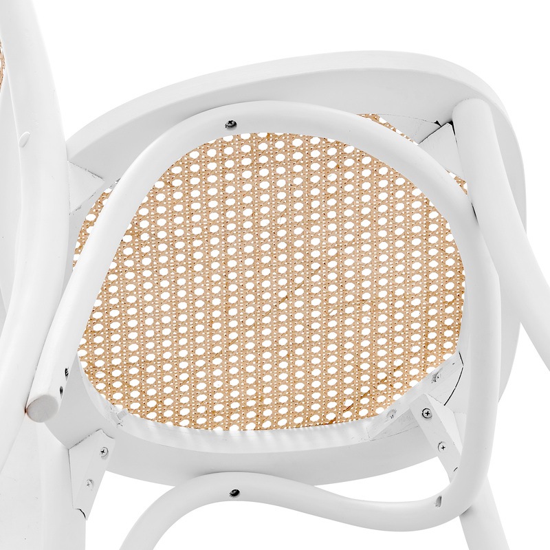 Buy DukeLiving Harlo Beech & Rattan Dining Chairs White (Set of 2) MyDeal