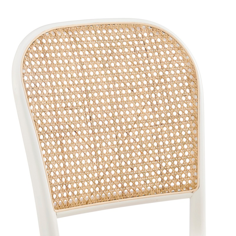Buy DukeLiving Harlo Beech & Rattan Dining Chairs White (Set of 2) MyDeal