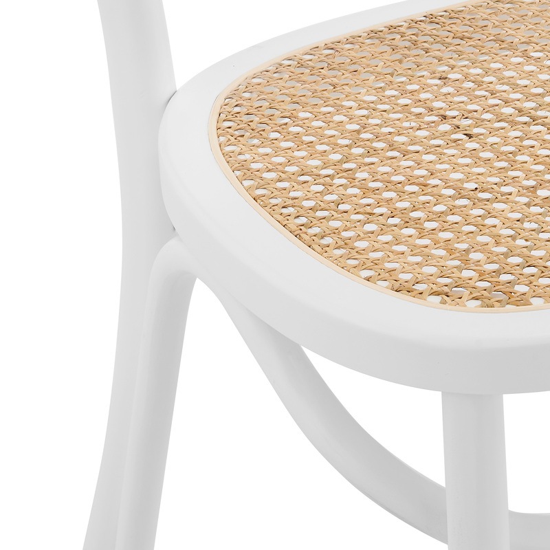 Buy DukeLiving Harlo Beech & Rattan Dining Chairs White (Set of 2) MyDeal