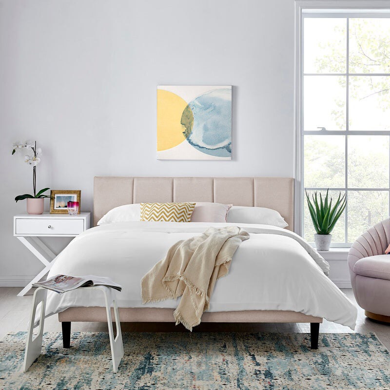dukeliving harper upholstered bed with headboard beige double queen buy queen bed frame 3088190