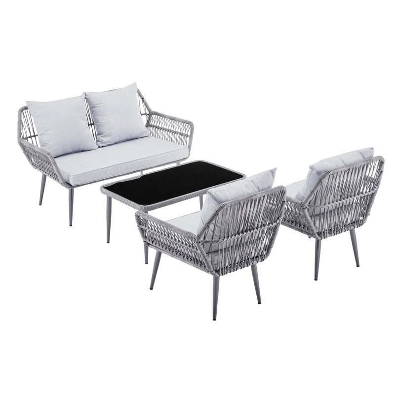 Buy DukeLiving Kauai Outdoor Rope 4 Seater Lounge Setting MyDeal