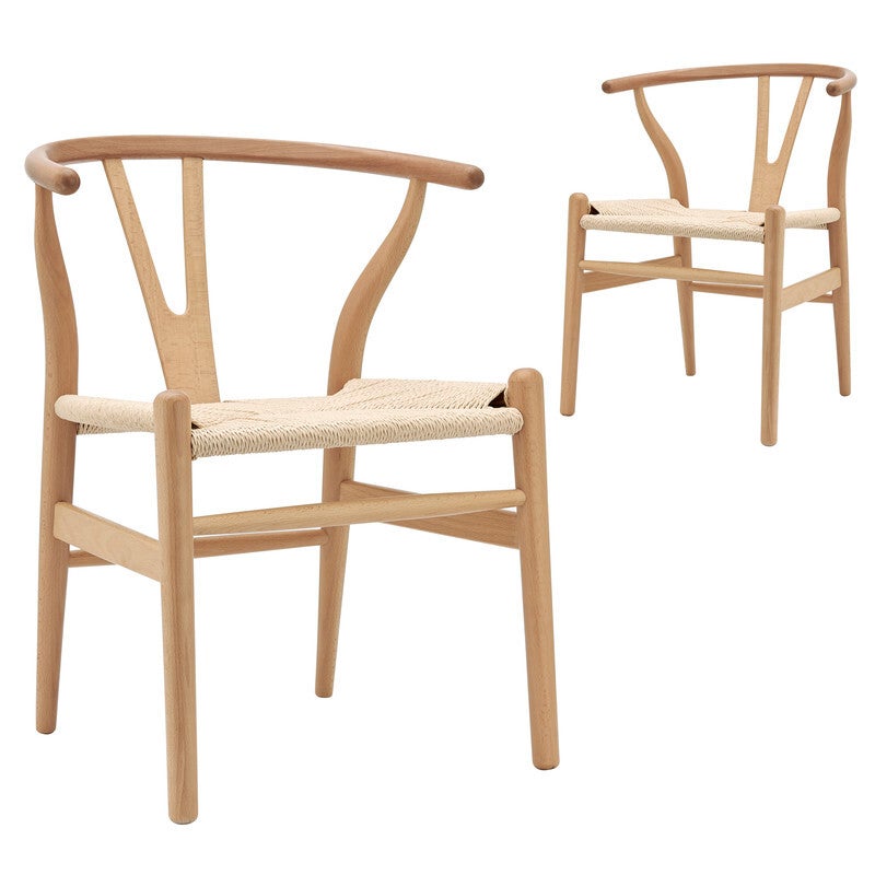 DukeLiving Hans Wegner Replica Wishbone Chair Natural (Set of 2)
