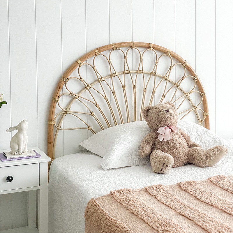 Buy DukeLiving Oasis Rattan Honey Half Moon Bedhead (King Single) MyDeal