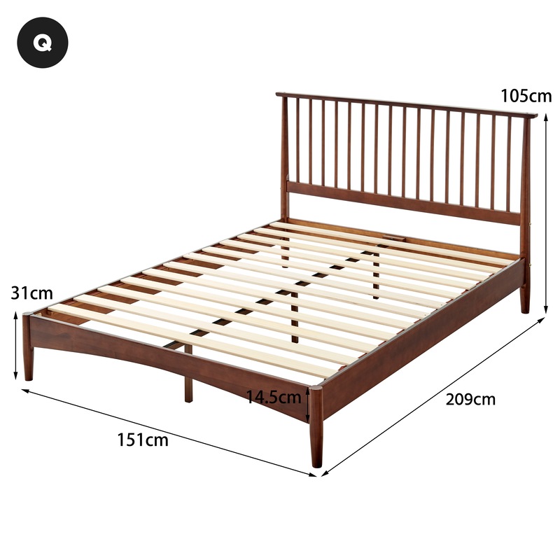 dukeliving oslo nordic spindle timber bed walnut double queen buy queen bed frame 3088188