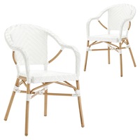 DukeLiving Paris PE Rattan Outdoor Cafe Armchairs White (Set of 2)
