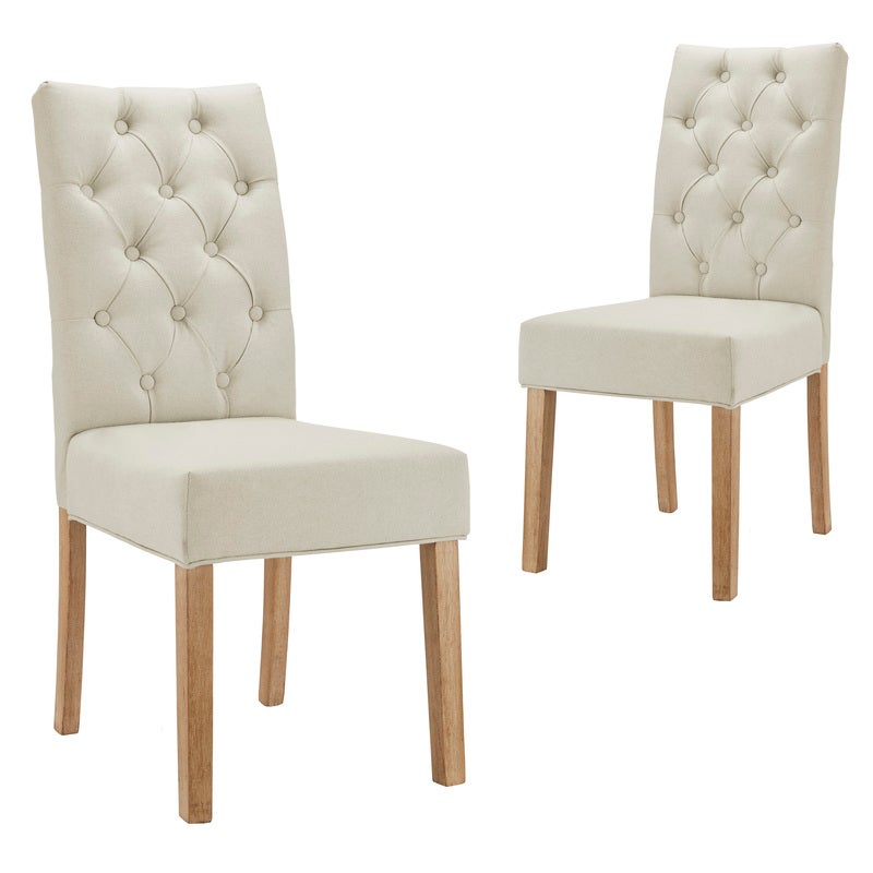 DukeLiving Sheffield Linen Dining Chairs Beige (Set of 2)