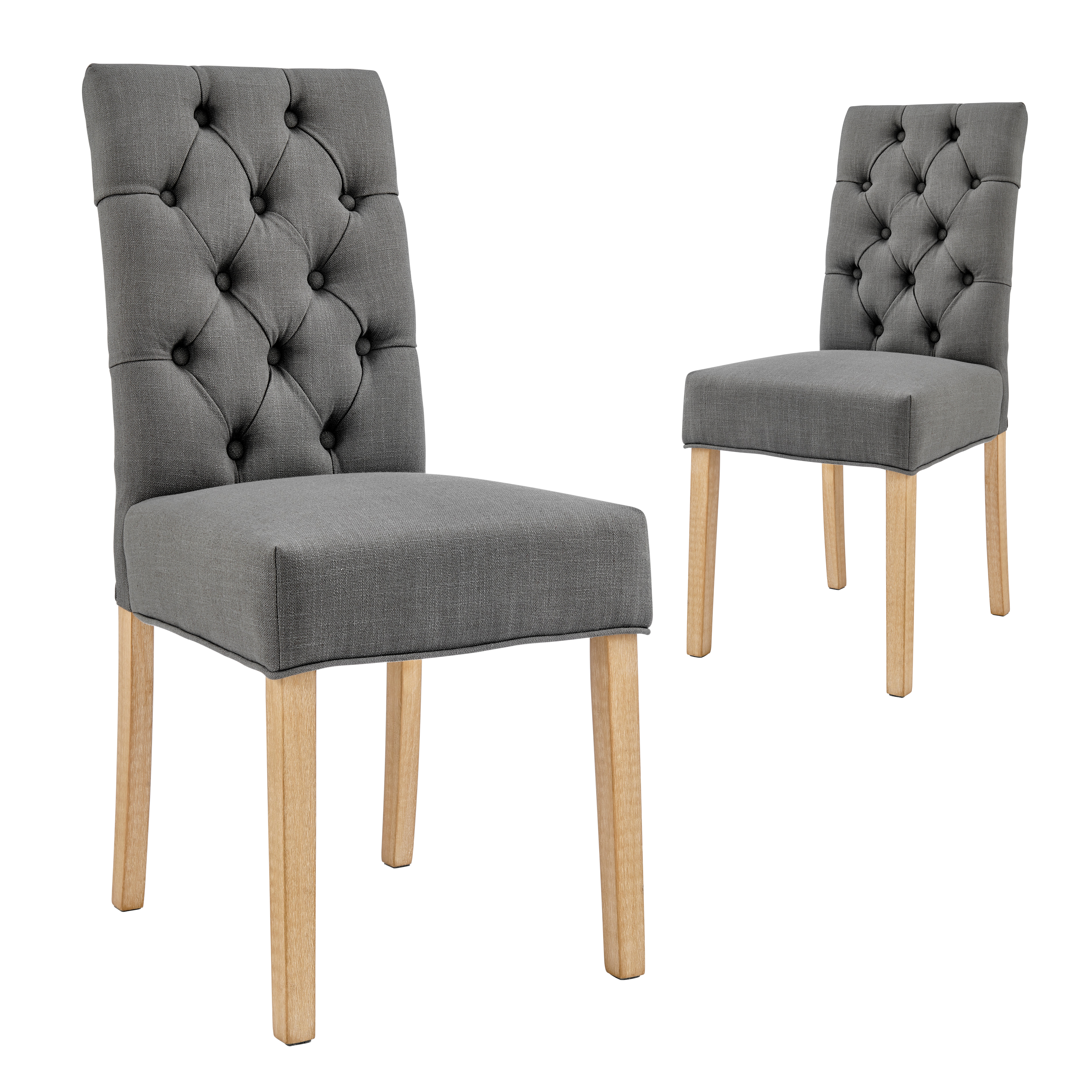 DukeLiving Sheffield Linen Dining Chairs Grey (Set of 2)