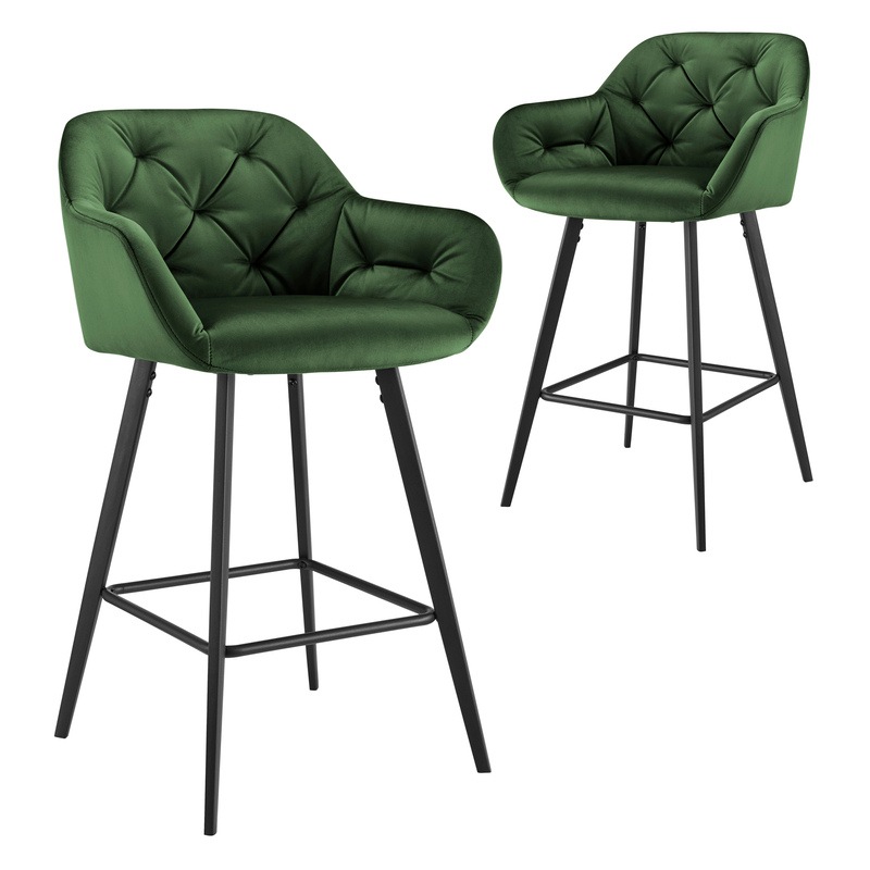 green upholstered bar stools